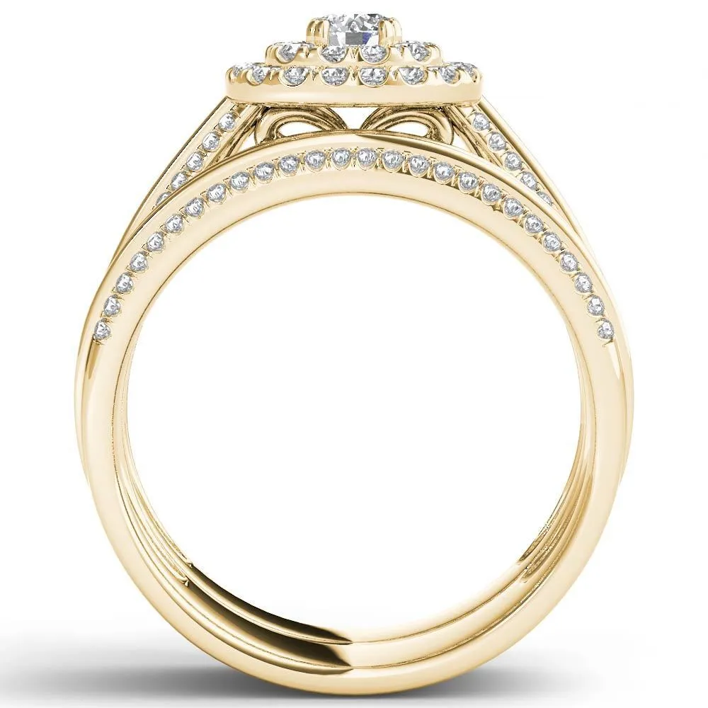 De Couer 10k Yellow Gold 1ct TDW Double Halo Diamond Bridal Set sold by Zulily product image thumbnail 3