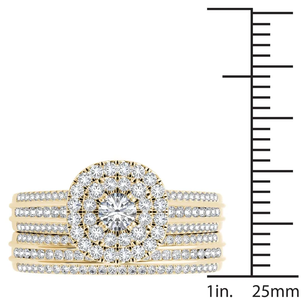 De Couer 10k Yellow Gold 1ct TDW Double Halo Diamond Bridal Set sold by Zulily product image thumbnail 4