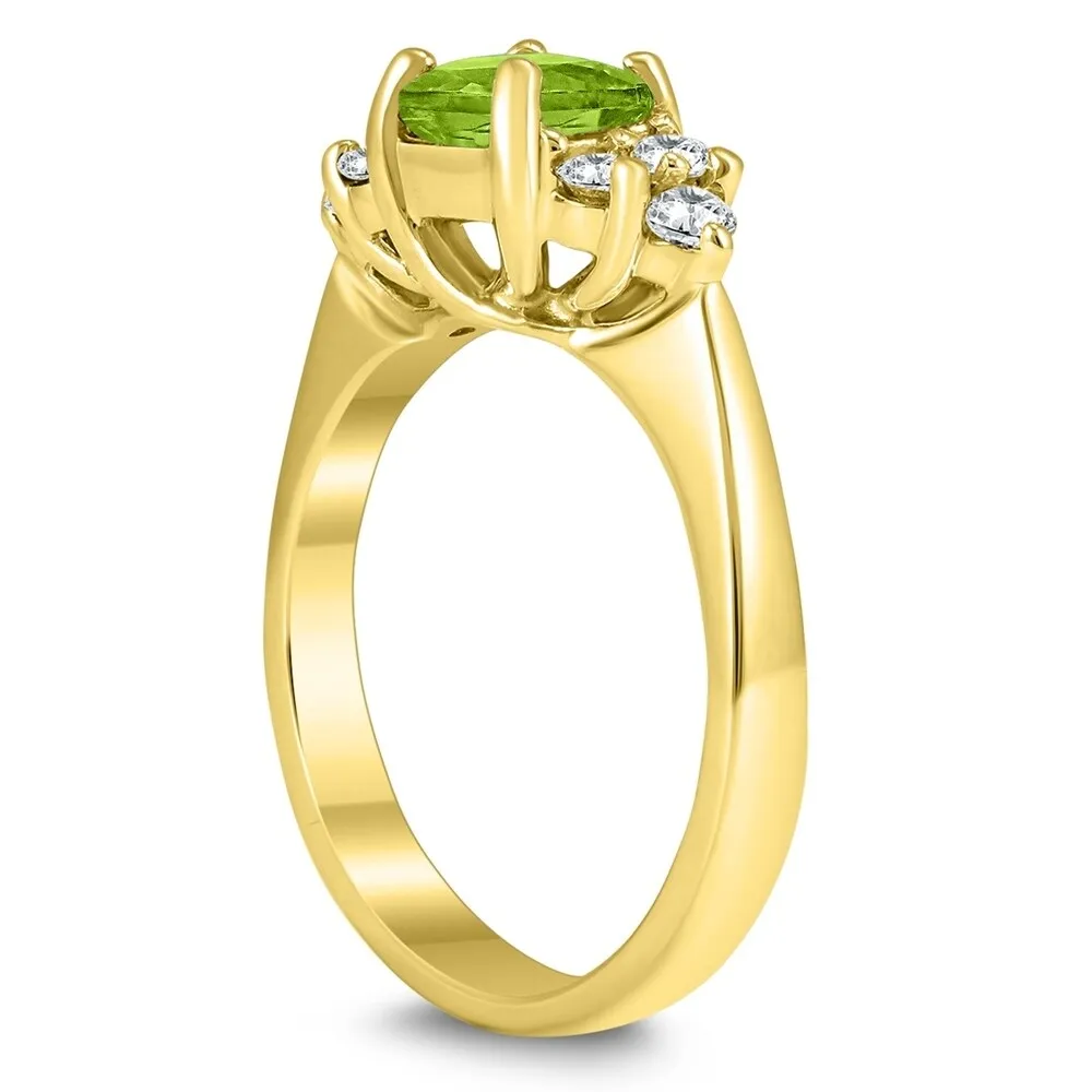 Princess Cut 6X6MM Peridot and Diamond Duchess Ring in 10K Yellow Gold sold by Zulily product image thumbnail 2