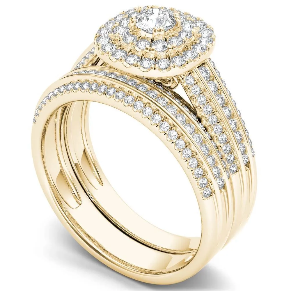 De Couer 10k Yellow Gold 1ct TDW Double Halo Diamond Bridal Set sold by Zulily product image thumbnail 2