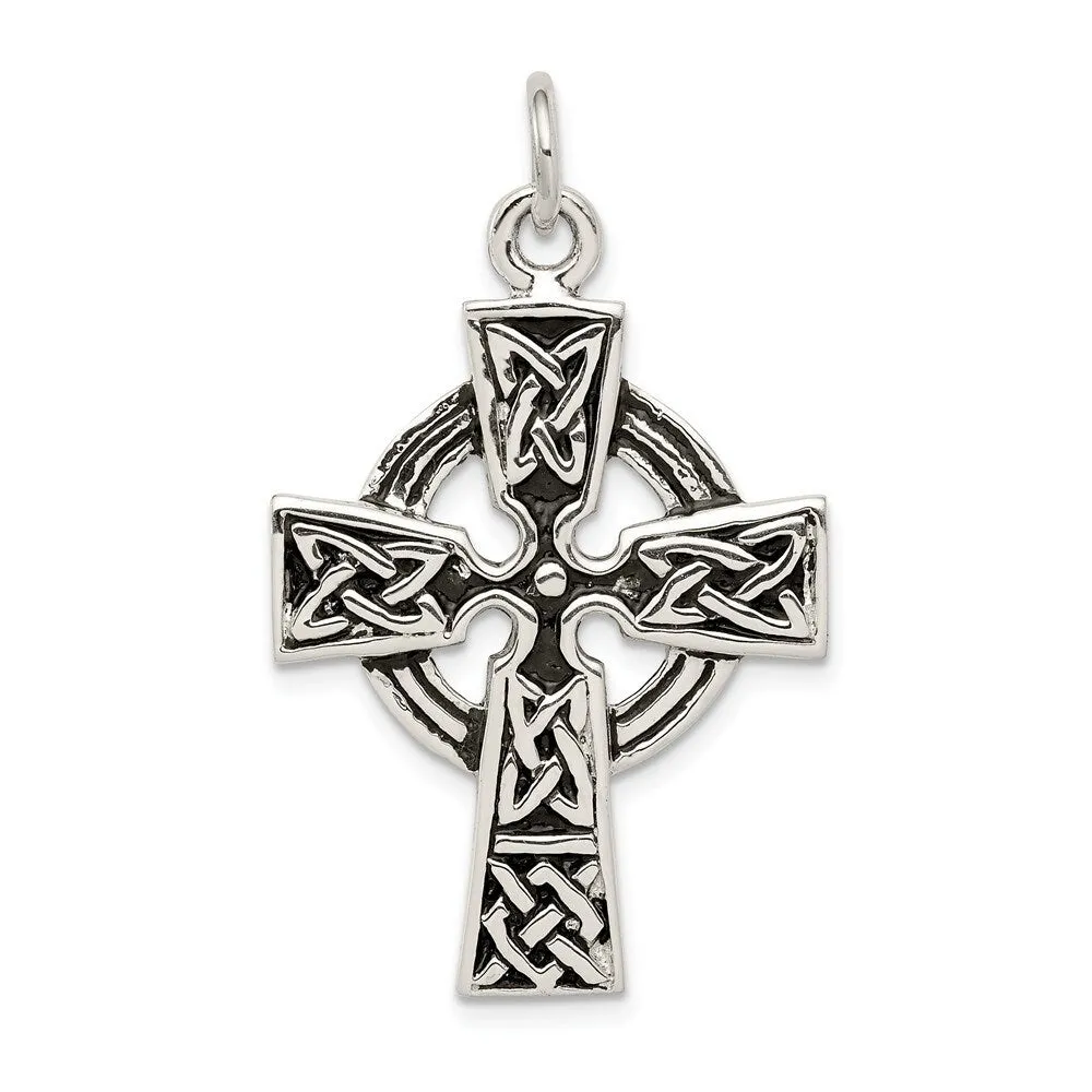 Curata 925 Sterling Silver 18" Antiqued Celtic Irish Large Cross Unisex Necklace - 34x23mm sold by Zulily
