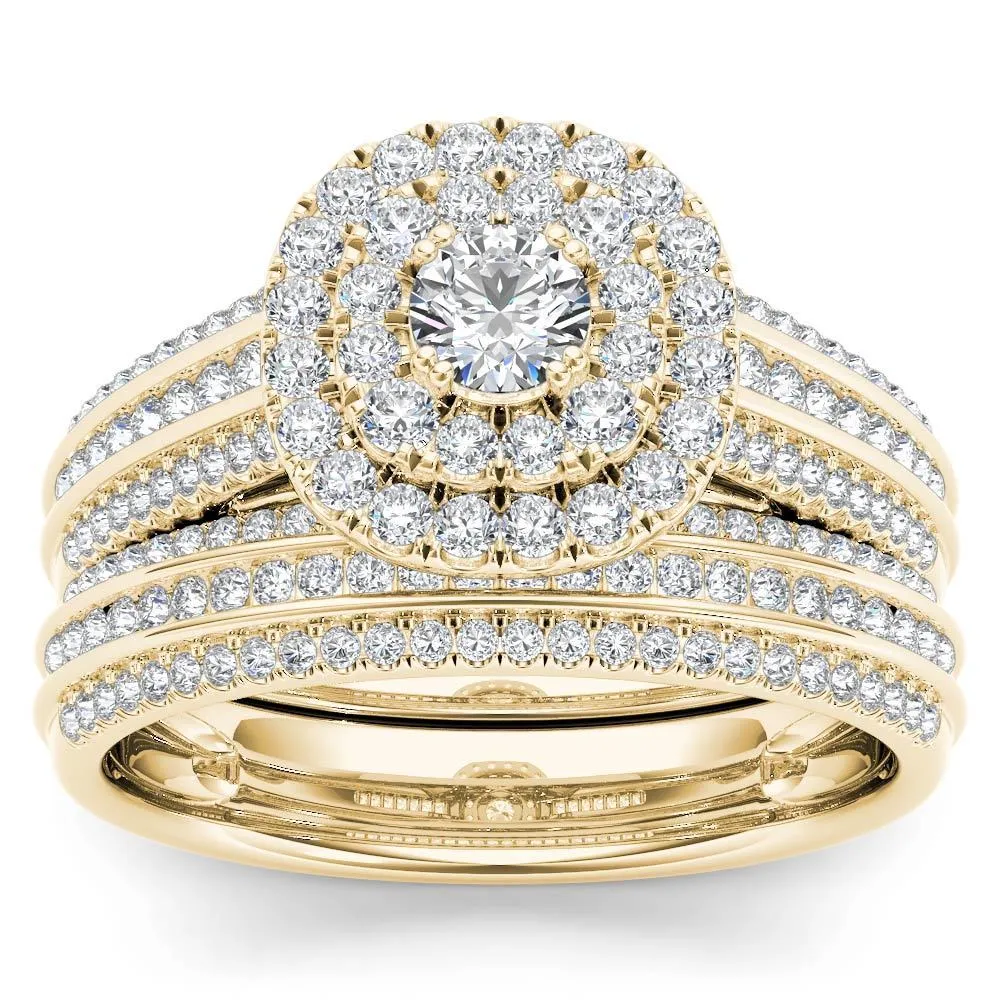 De Couer 10k Yellow Gold 1ct TDW Double Halo Diamond Bridal Set sold by Zulily