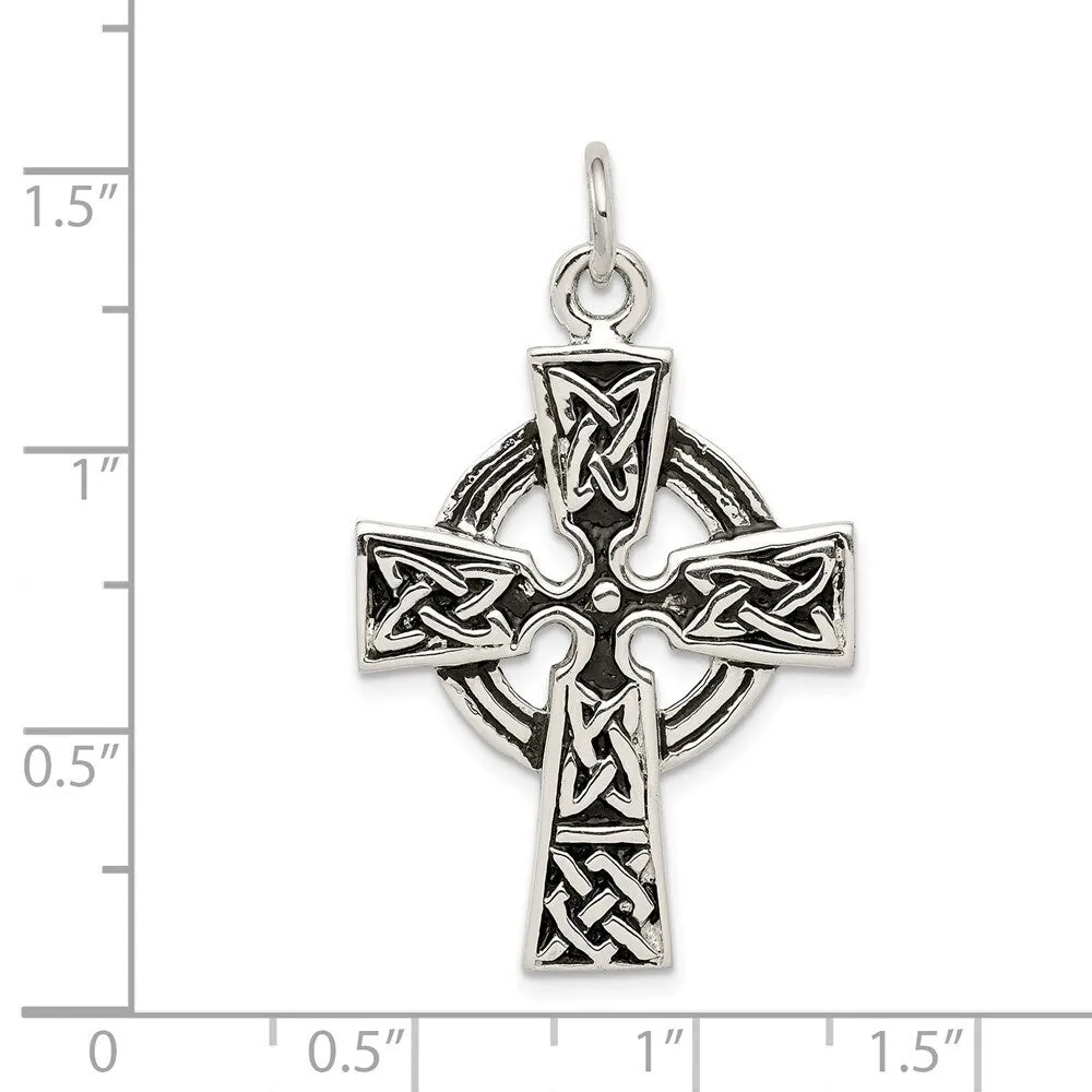 Curata 925 Sterling Silver 18" Antiqued Celtic Irish Large Cross Unisex Necklace - 34x23mm sold by Zulily product image thumbnail 2