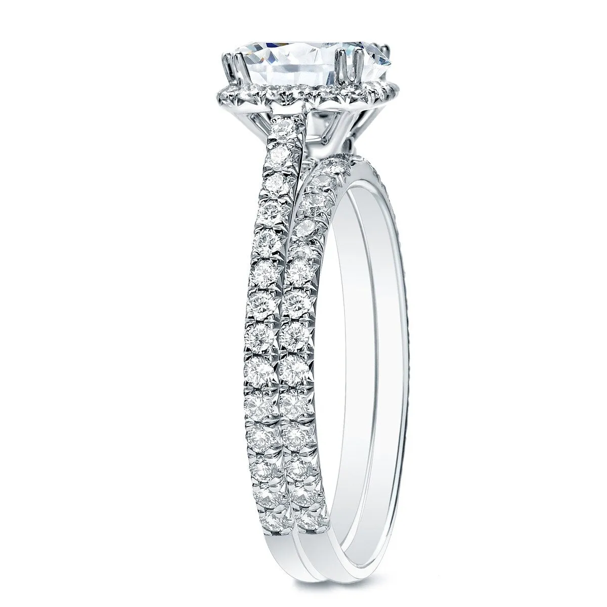 Auriya 2ctw Cushion-cut Halo Diamond Engagement Ring Set 14k Gold Certified sold by Zulily product image thumbnail 4