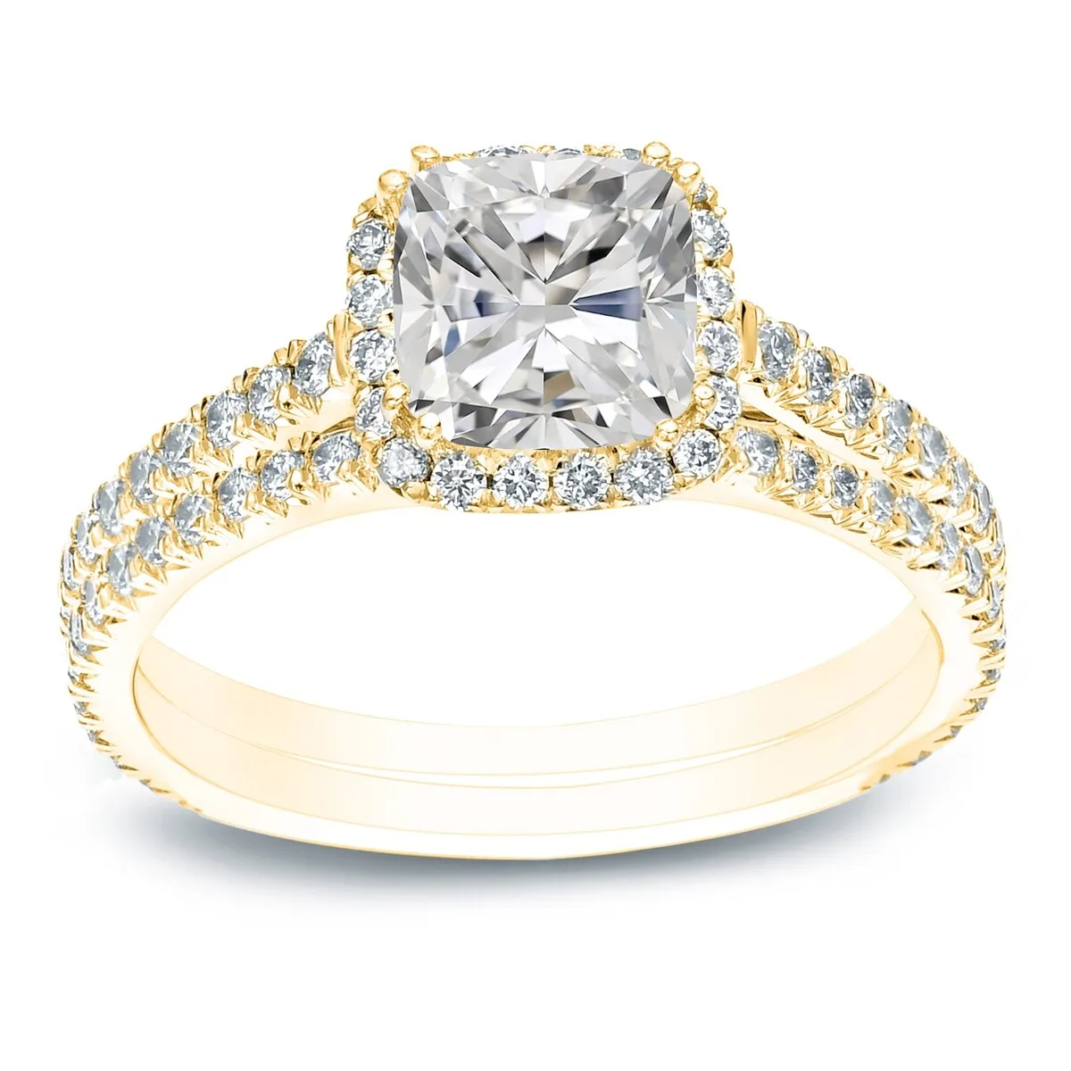 Auriya 2ctw Cushion-cut Halo Diamond Engagement Ring Set 14k Gold Certified sold by Zulily product image thumbnail 2