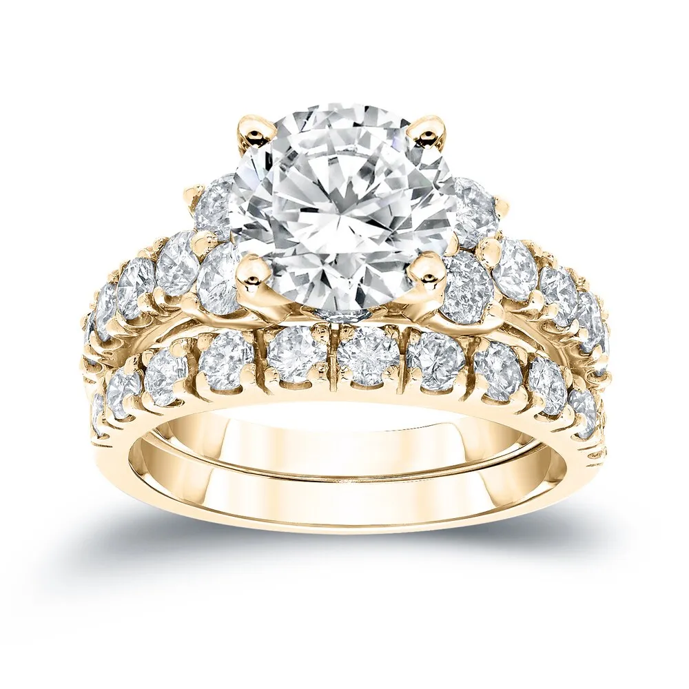 Auriya 3 1/2ctw Round Diamond Engagement Ring Set 14k Gold Certified sold by Zulily product image thumbnail 2
