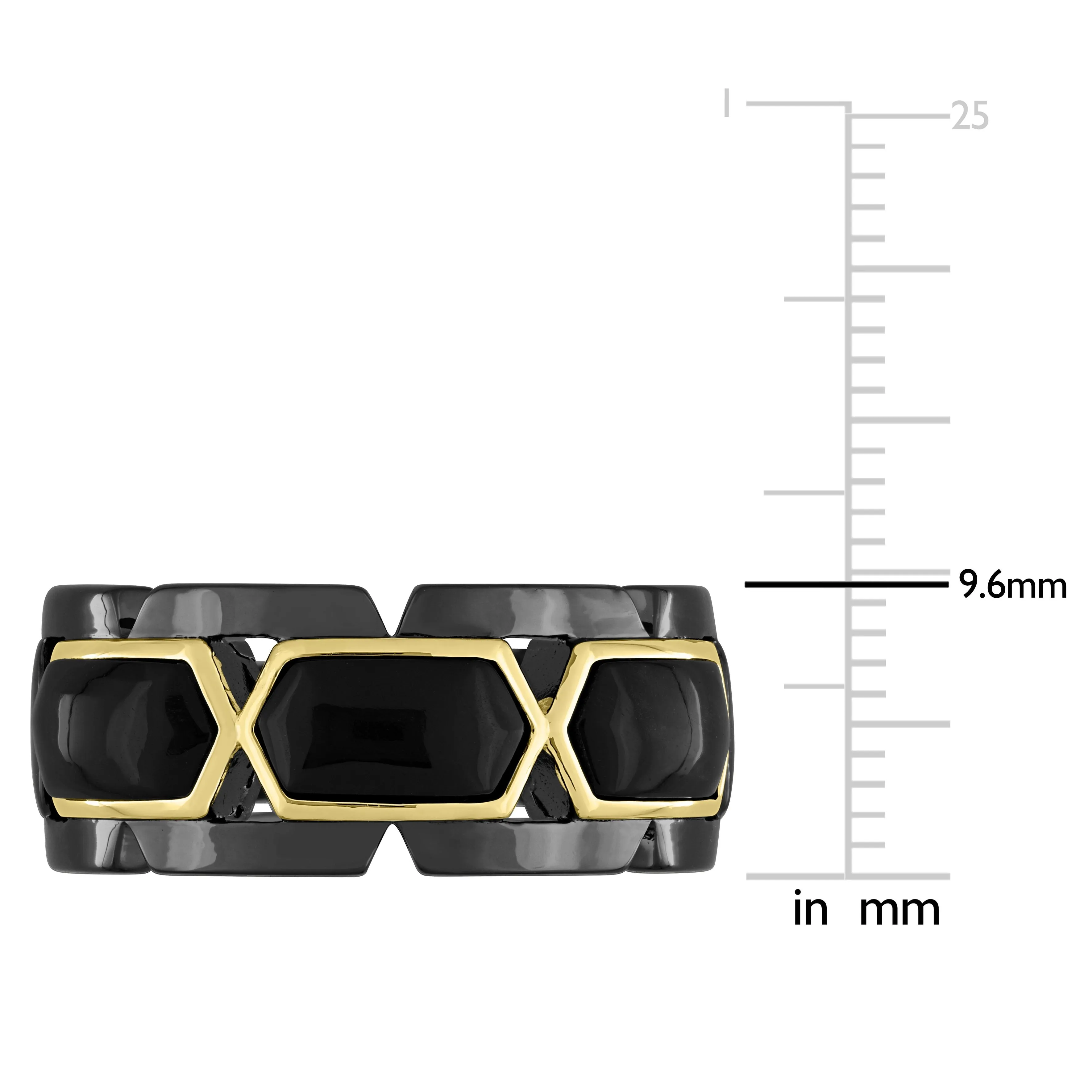 Miadora 2 3/8ct TDW Black Onyx Mens Ring in Black Rhodium and Yellow Plated Sterling Silver sold by Zulily product image thumbnail 3