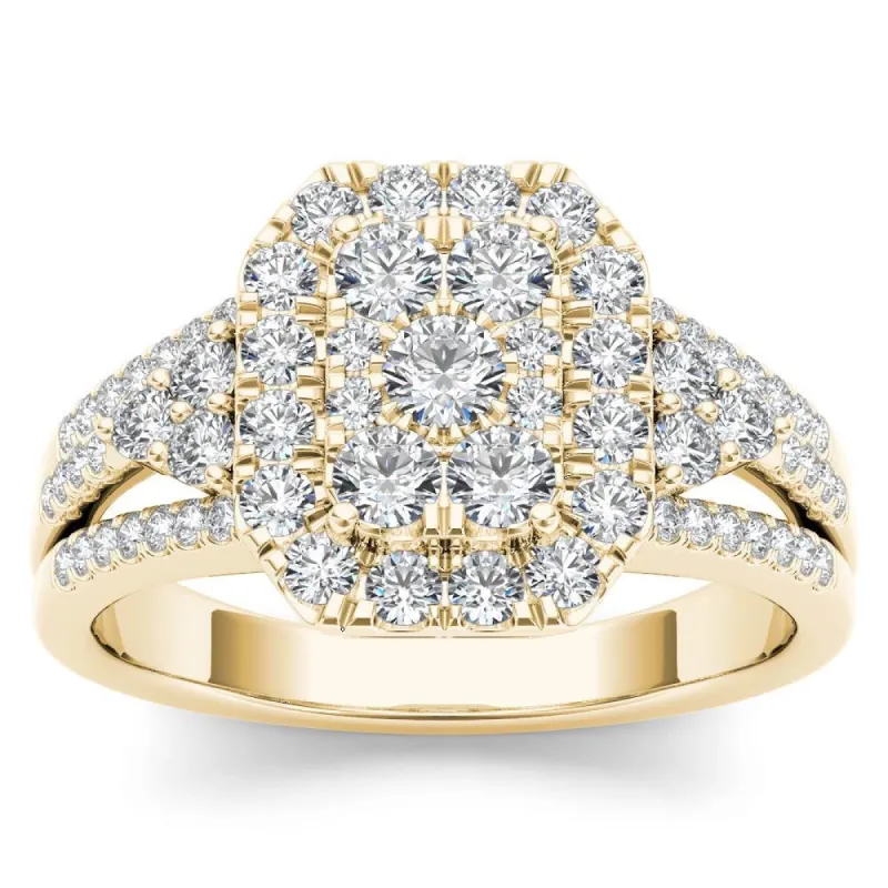 De Couer IGI Certified 14k Yellow Gold 1ct TDW Diamond Halo Engagement Ring sold by Zulily
