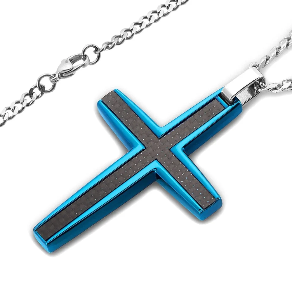 Men's Carbon Fiber Inlay Medium Cross Stainless Steel Pendant sold by Zulily product image thumbnail 4