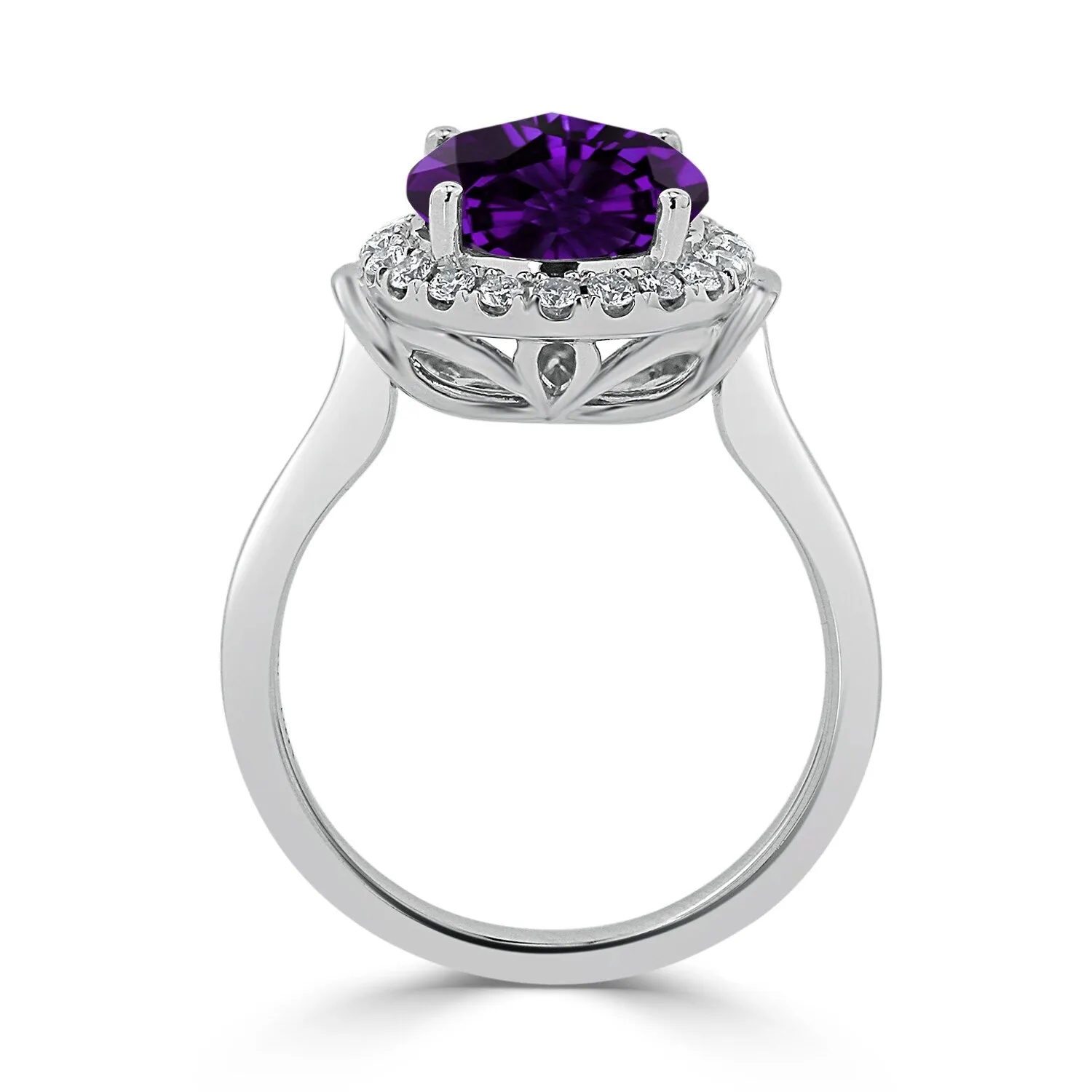 Auriya 2 1/5ct Round Purple Amethyst and Halo Diamond Engagement Ring 1/4ctw 14k Gold sold by Zulily product image thumbnail 5
