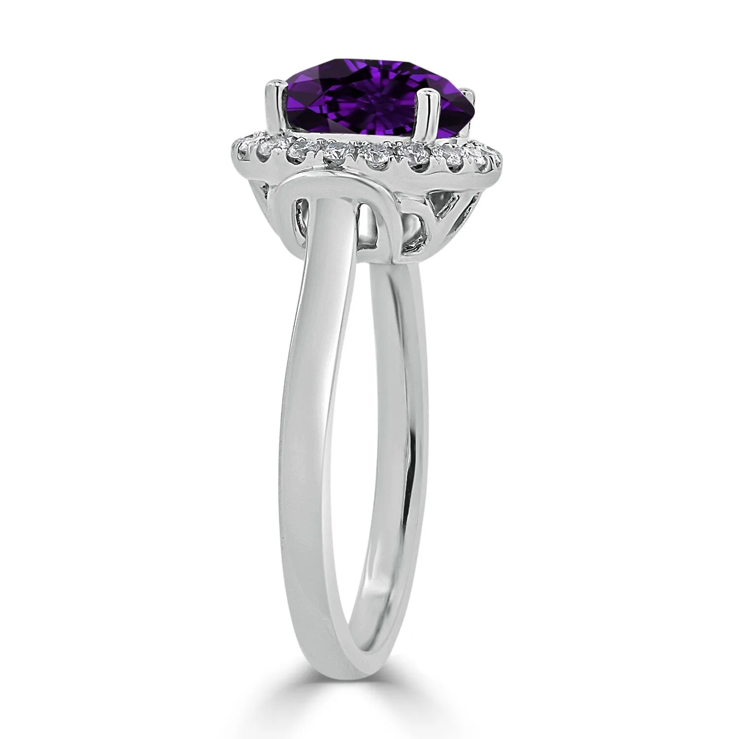 Auriya 2 1/5ct Round Purple Amethyst and Halo Diamond Engagement Ring 1/4ctw 14k Gold sold by Zulily product image thumbnail 4