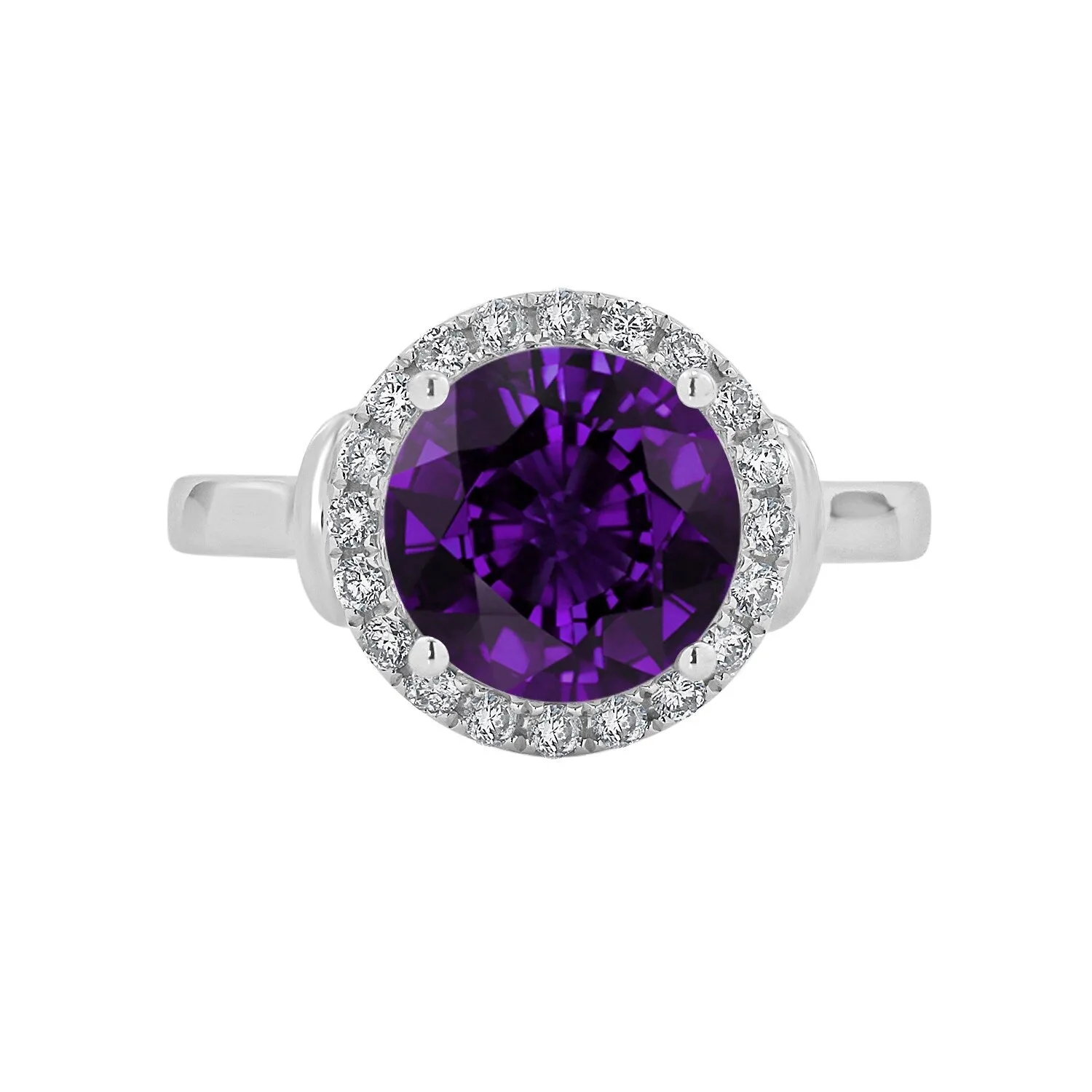 Auriya 2 1/5ct Round Purple Amethyst and Halo Diamond Engagement Ring 1/4ctw 14k Gold sold by Zulily product image thumbnail 2