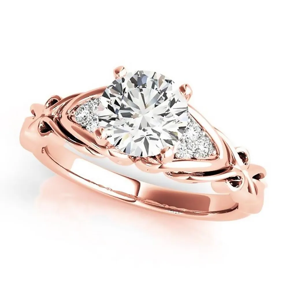 Auriya 14k Gold Carved 1 1/2ct Moissanite and Diamond Engagement Ring 1/10ctw sold by Zulily product image thumbnail 3