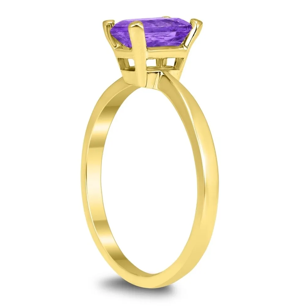Emerald Shaped 7X5MM Amethyst Solitaire Ring in 10K Yellow Gold sold by Zulily product image thumbnail 2