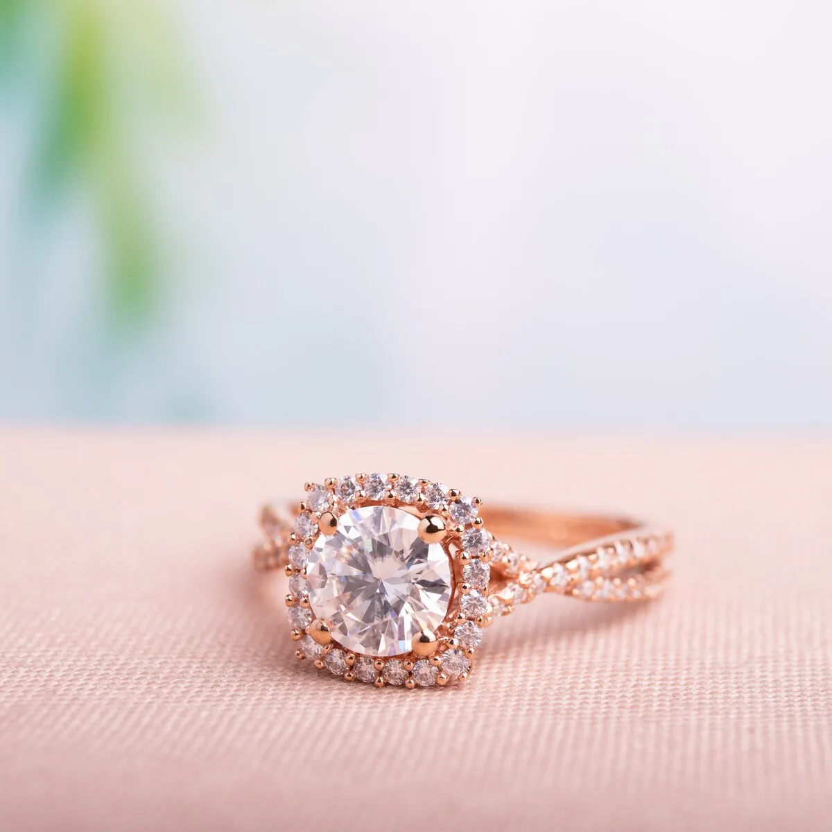 Miadora 1 1/2ct DEW Moissanite Halo Crossover Engagement Ring in 10k Rose Gold sold by Zulily product image thumbnail 2