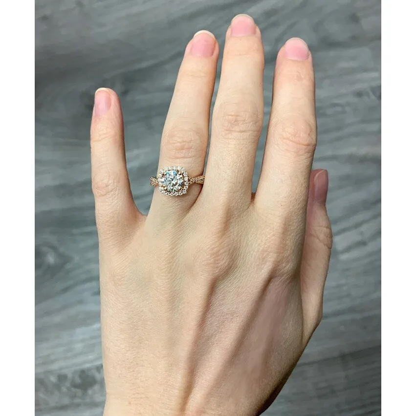 Miadora 1 1/2ct DEW Moissanite Halo Crossover Engagement Ring in 10k Rose Gold sold by Zulily product image thumbnail 4