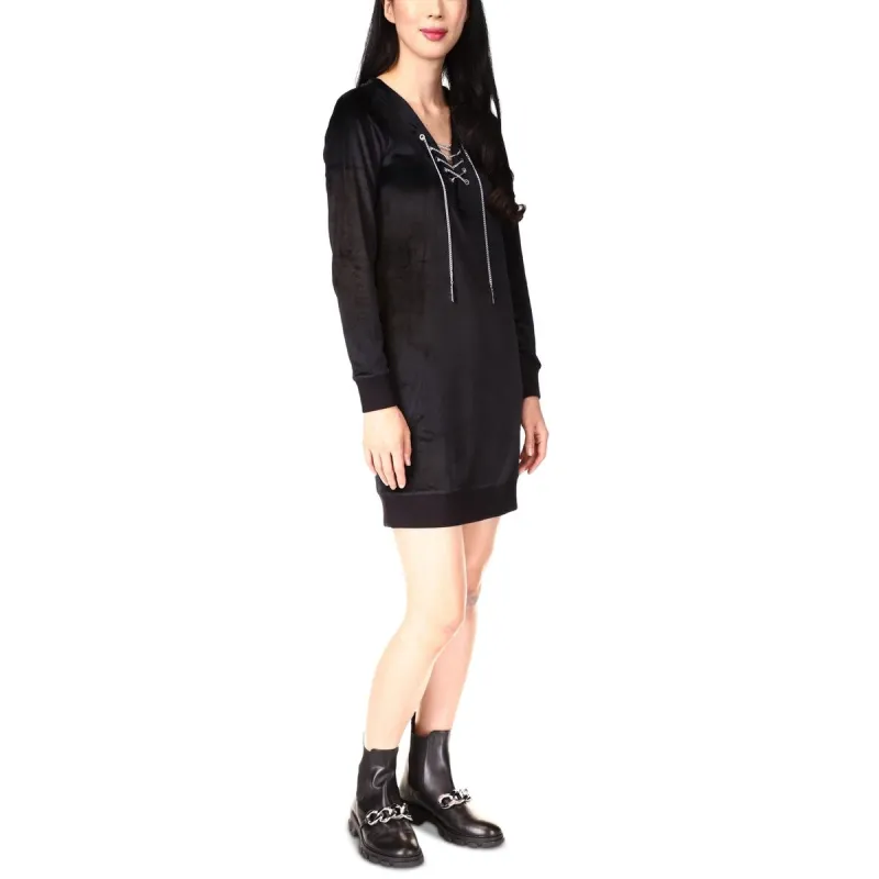 Michael Kors Women's Chain Neck Velour Shift Dress Black Size Petite Large sold by Zulily