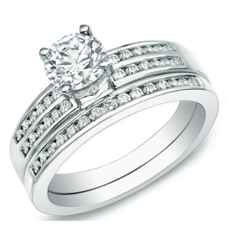 Auriya 14k Gold 1ctw Round Diamond Engagement Ring Set sold by Zulily