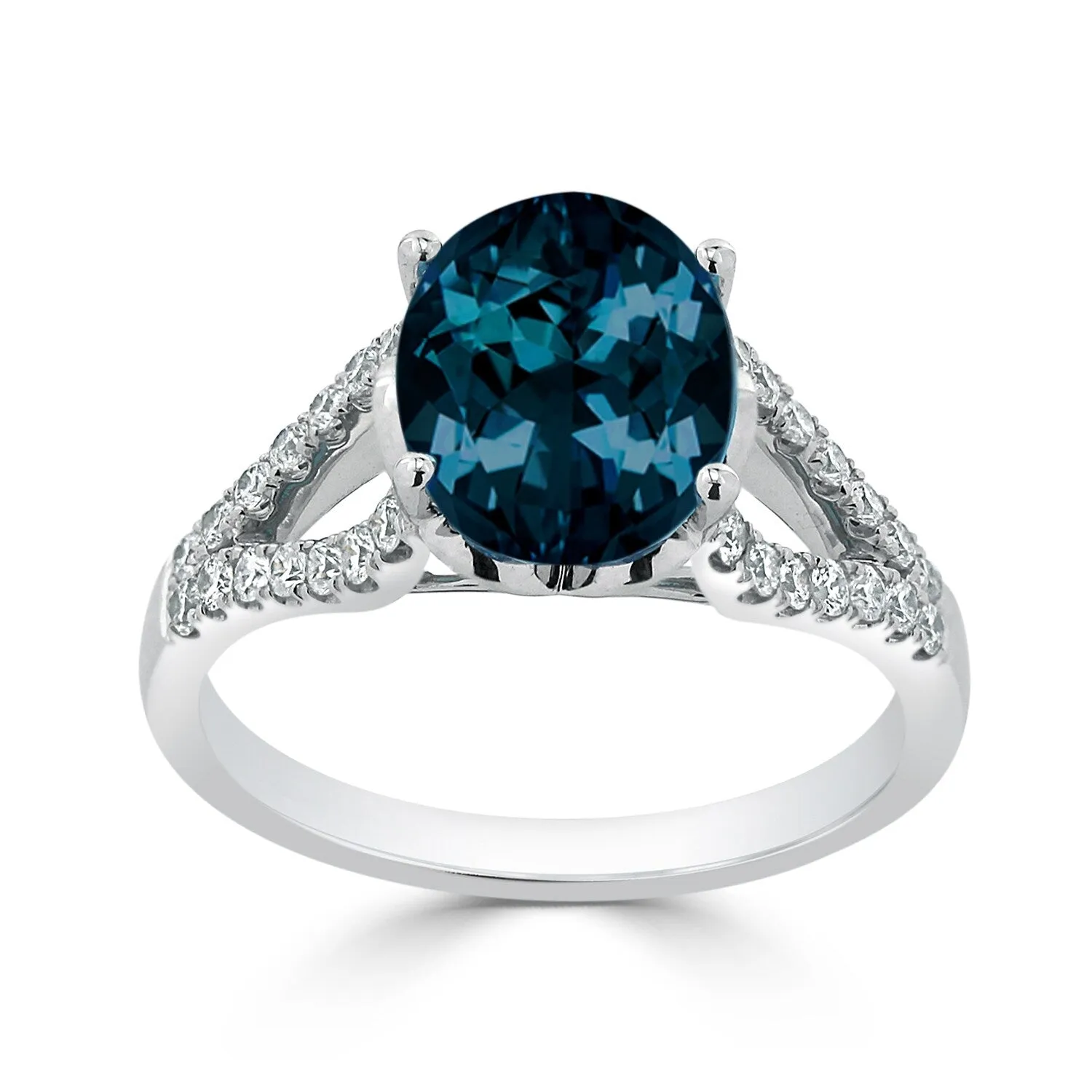 Auriya 3 1/3ct Fancy Oval London Blue Topaz and Diamond Engagement Ring 1/3cttw 14k Gold sold by Zulily product image thumbnail 3