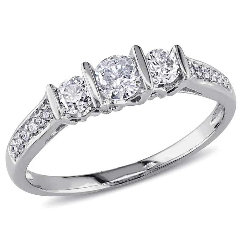 Miadora 10k White Gold 1/2ct TDW Diamond 3-stone Engagement Ring sold by Zulily