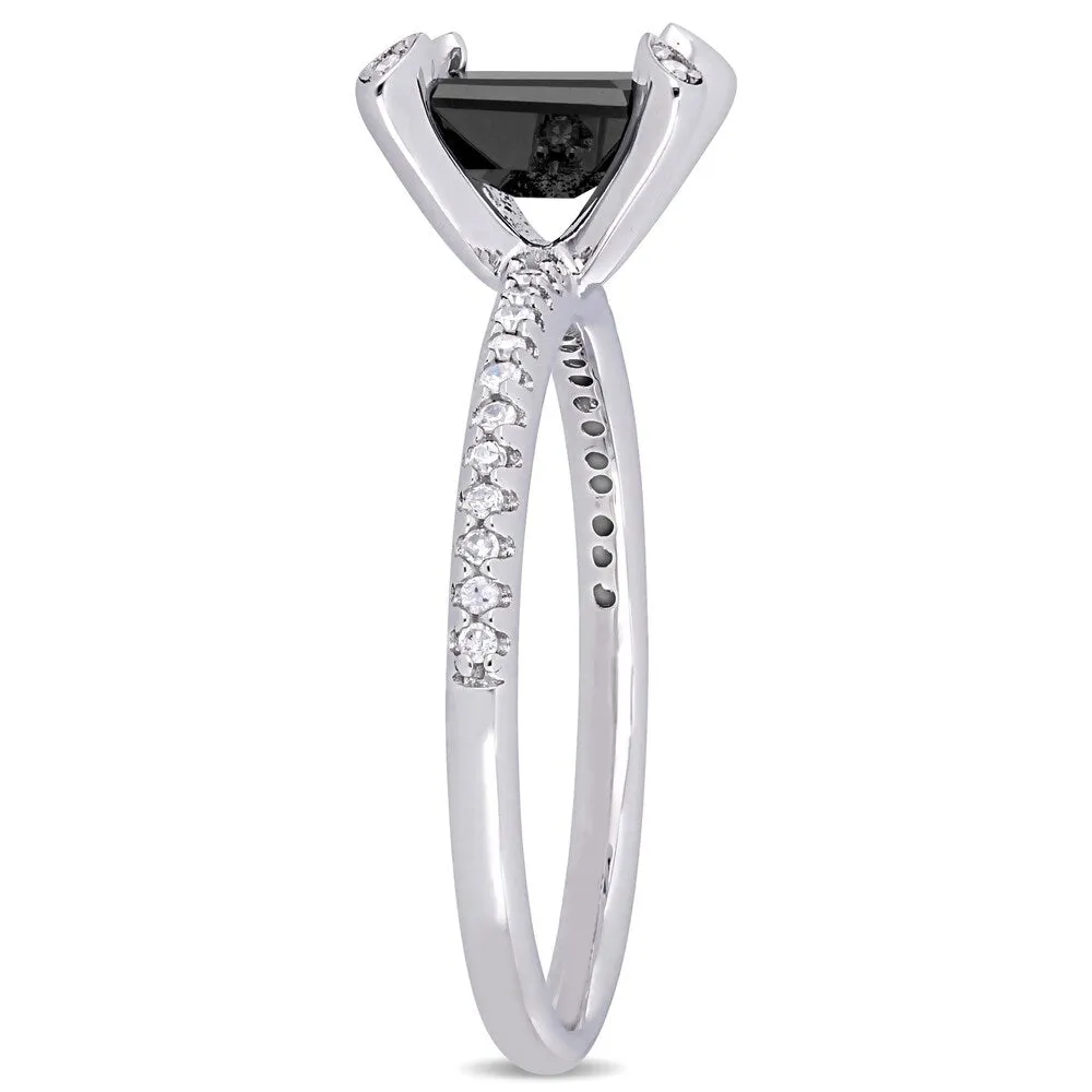 Miadora 10k White Gold 1 1/10ct TDW Emerald-cut Black and White Diamond Engagement Ring sold by Zulily product image thumbnail 2