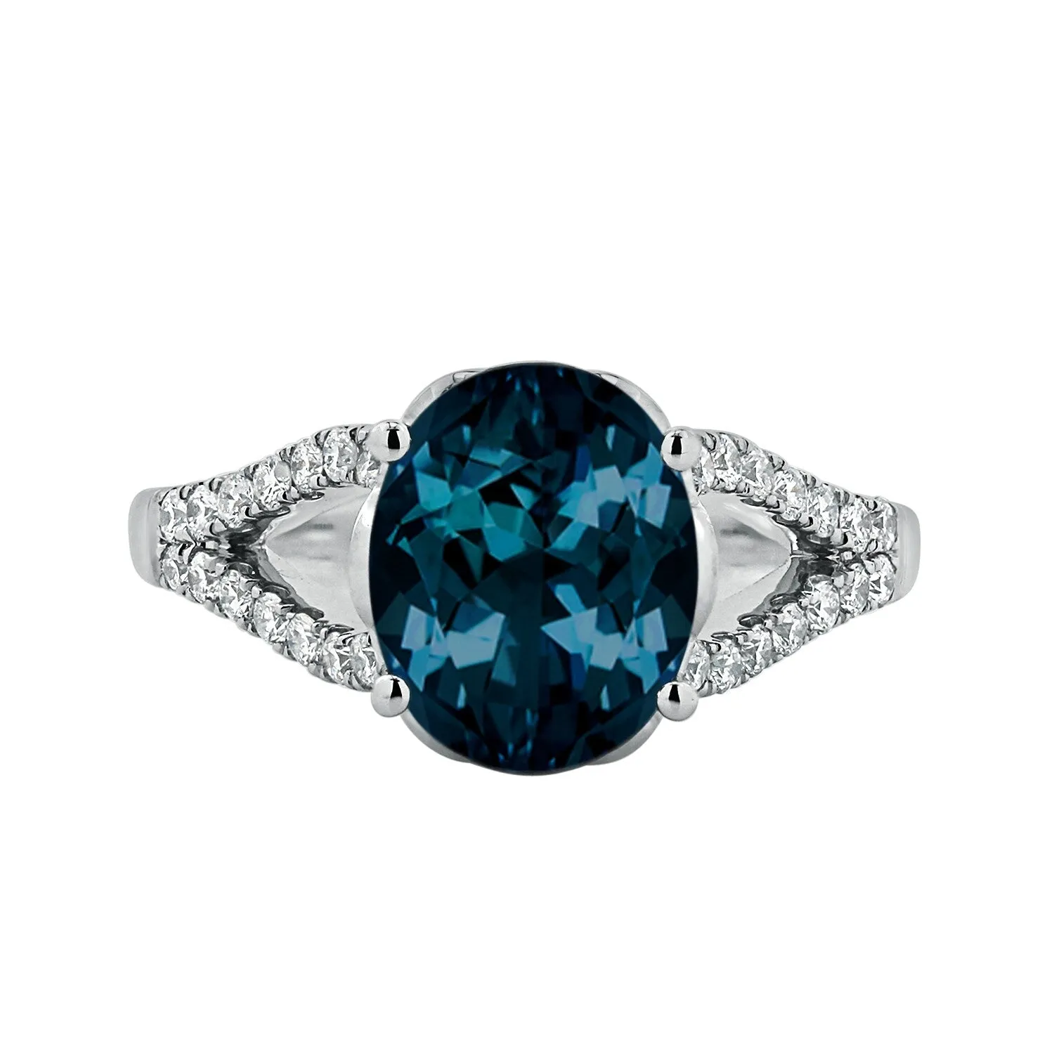 Auriya 3 1/3ct Fancy Oval London Blue Topaz and Diamond Engagement Ring 1/3cttw 14k Gold sold by Zulily product image thumbnail 2