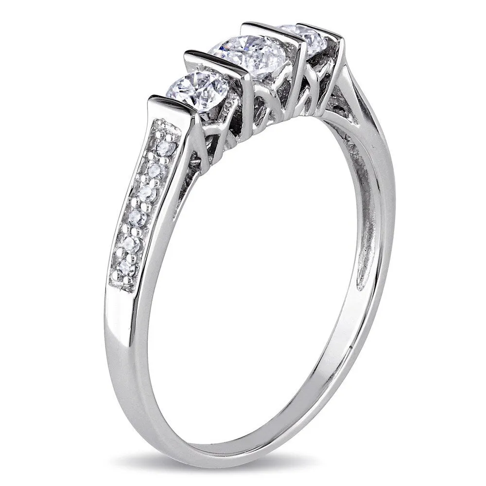 Miadora 10k White Gold 1/2ct TDW Diamond 3-stone Engagement Ring sold by Zulily product image thumbnail 2