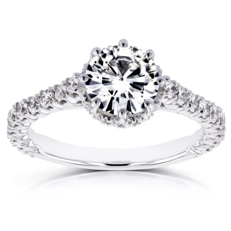Annello by Kobelli 14k White Gold 8-prong 1 3/5ct TCW Forever One Moissanite and Diamond Engagement Ring sold by Zulily