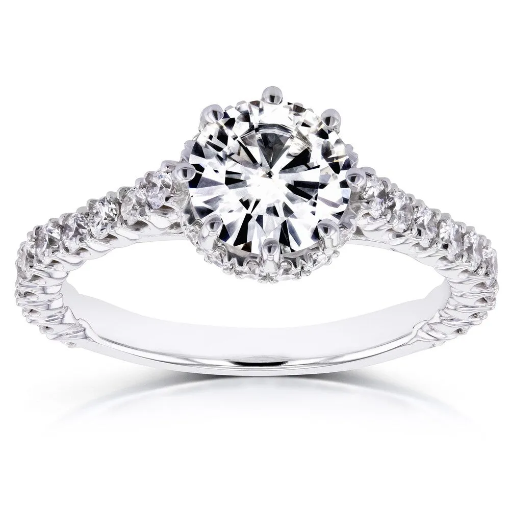 Annello by Kobelli 14k White Gold 8-prong 1 3/5ct TCW Forever One Moissanite and Diamond Engagement Ring sold by Zulily