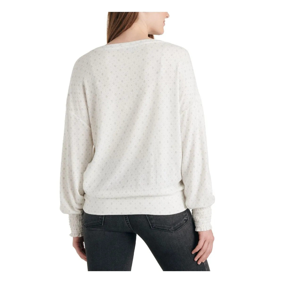 Lucky Brand Women's Printed Long Sleeve Jewel Neck Sweater White Size X-Small sold by Zulily product image thumbnail 2