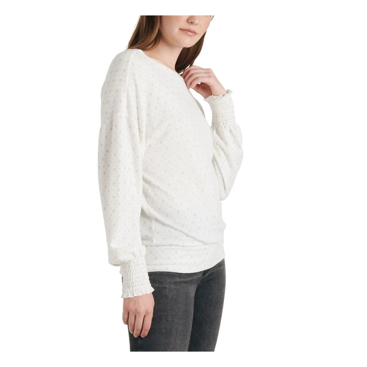 Lucky Brand Women's Printed Long Sleeve Jewel Neck Sweater White Size X-Small sold by Zulily product image thumbnail 3