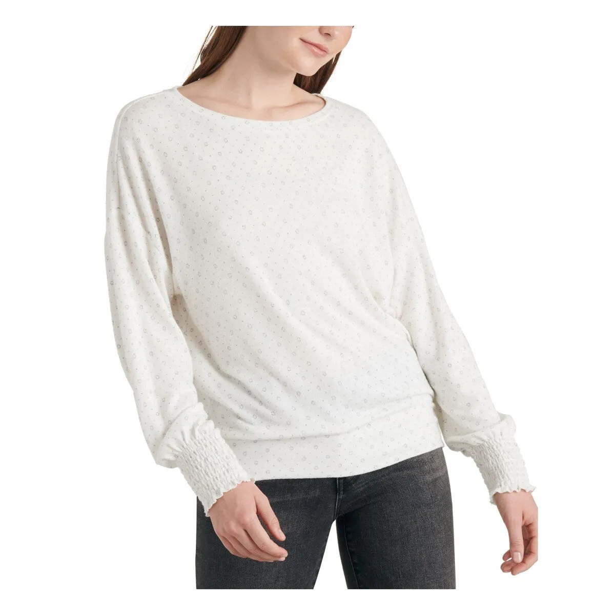 Lucky Brand Women's Printed Long Sleeve Jewel Neck Sweater White Size X-Small sold by Zulily