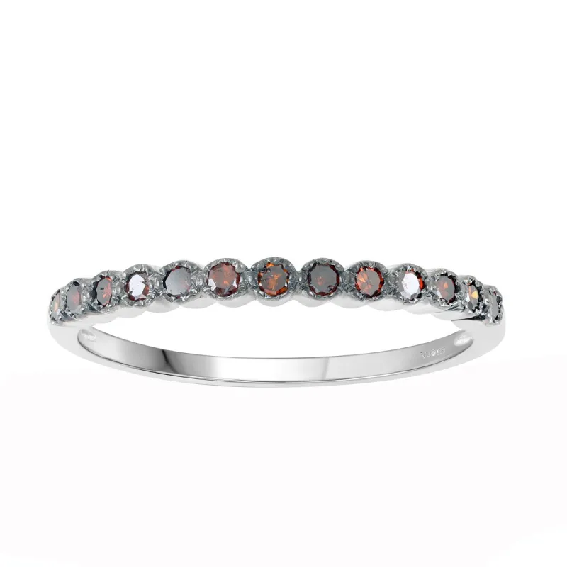Sterling Silver with Natural Red Diamond Band Ring sold by Zulily