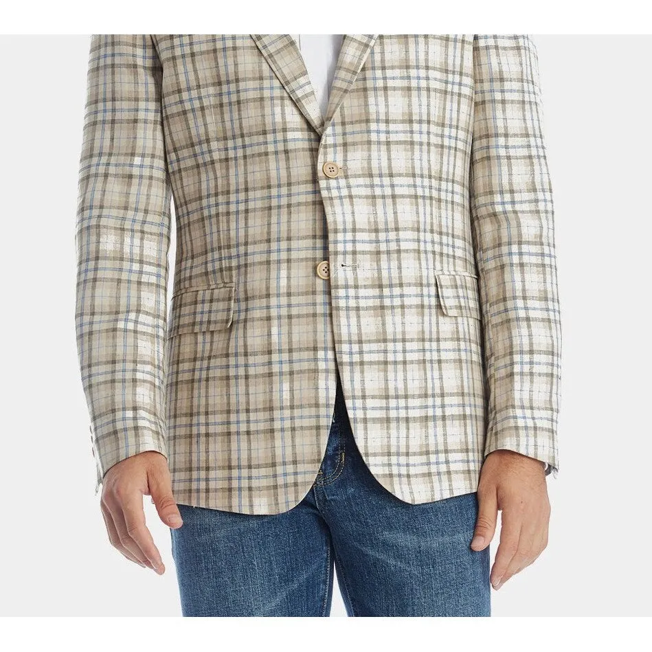 Tallia Men's Slim Fit Plaid Blazer Brown Size 46 sold by Zulily product image thumbnail 3