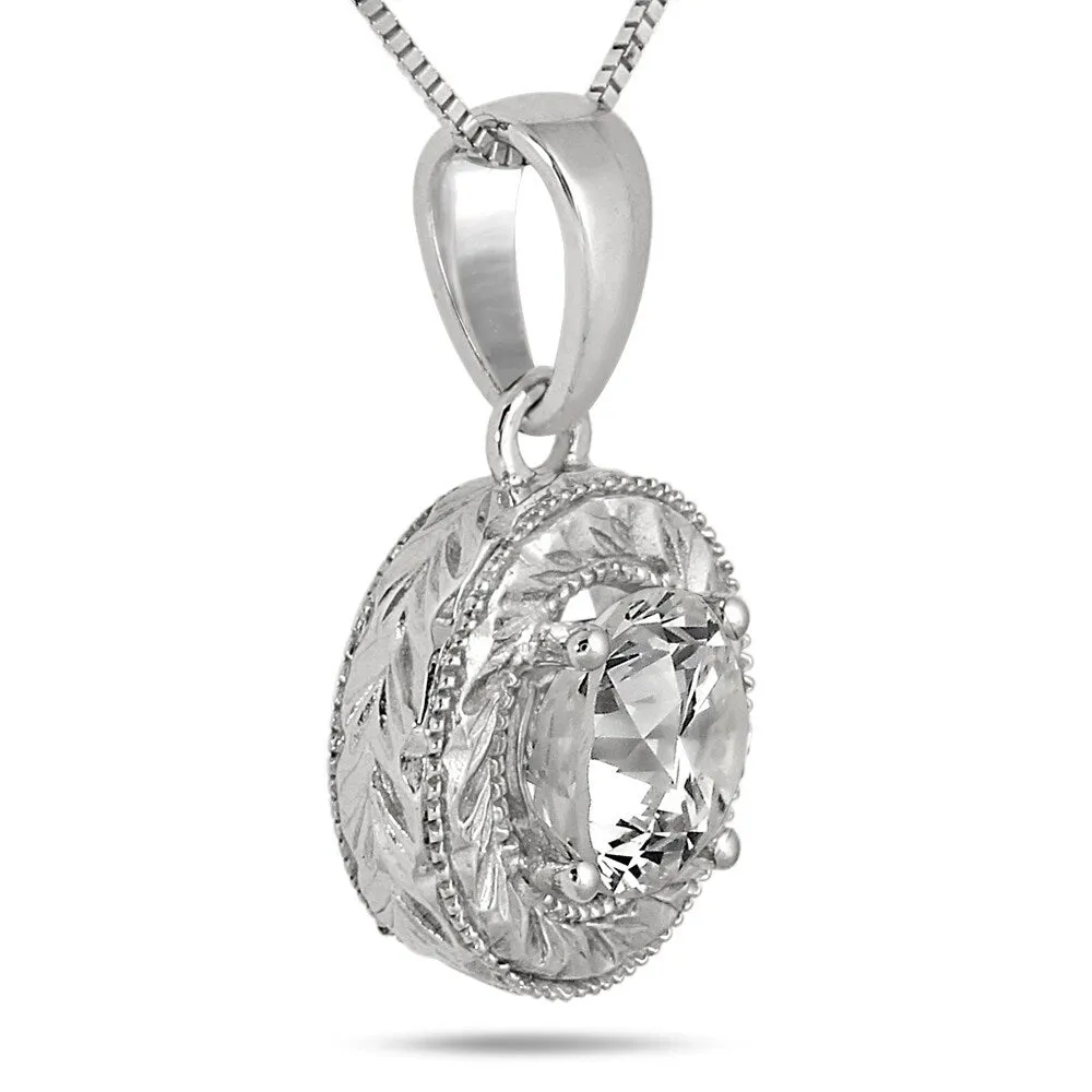 1 Carat Round Antique Engraved Diamond Solitaire Pendant in 14K White Gold sold by Zulily product image thumbnail 2
