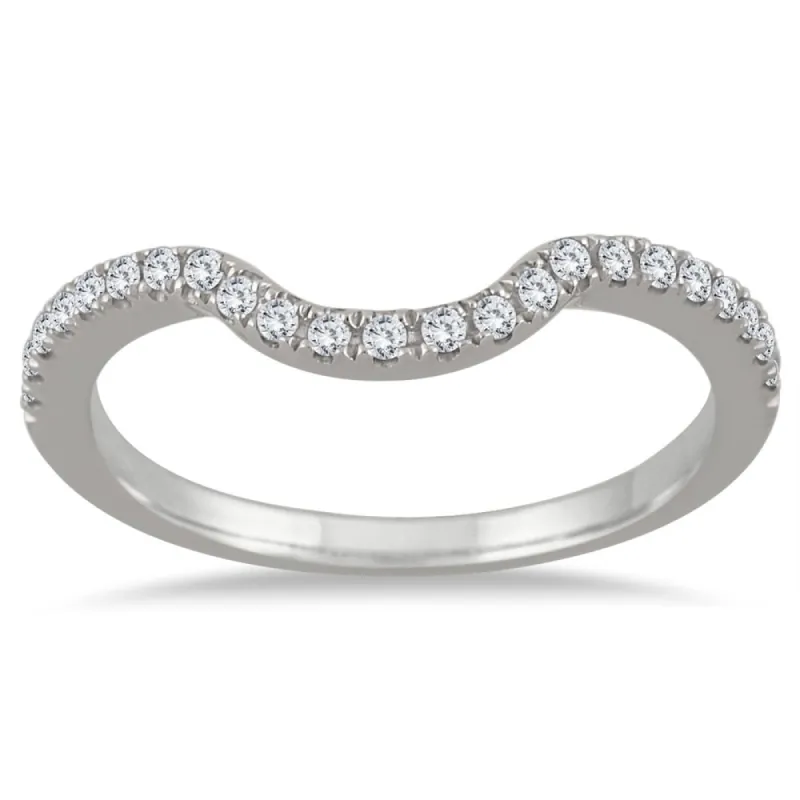 1/6 Carat TW Curved Diamond Wedding Band in 14K White Gold sold by Zulily