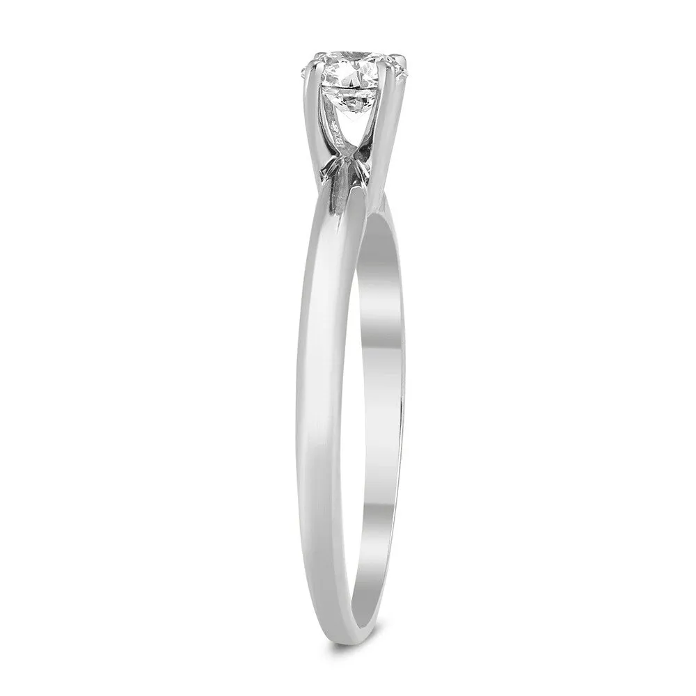 1/3 Carat Round Diamond Solitaire Ring in 14K White Gold sold by Zulily