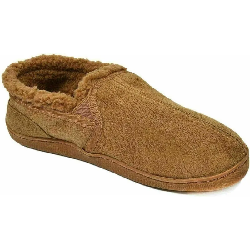 Gold Toe Men's Twin Gore Faux-Suede Slippers Dark Beige Size Medium - M sold by Zulily
