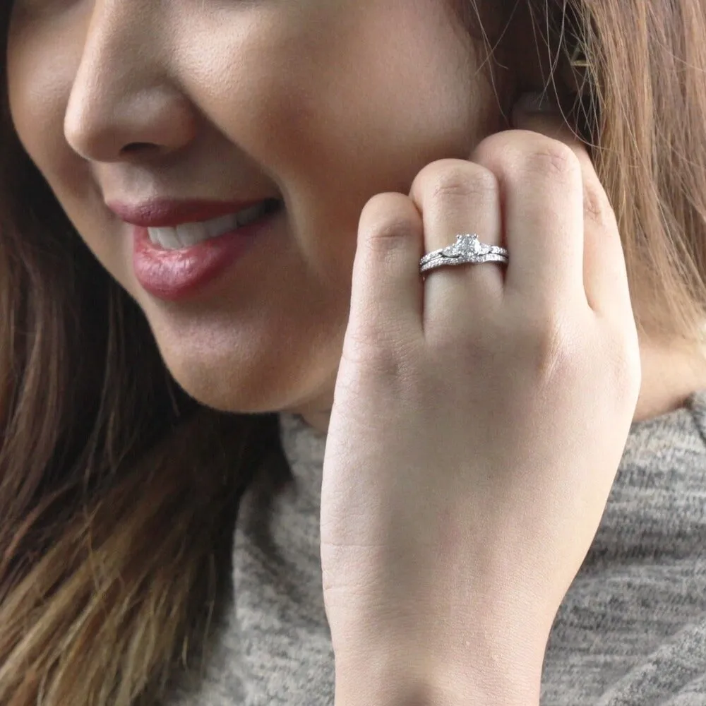 Auriya 14k Gold 1 carat TW 3-Stone Diamond Engagement Ring Set sold by Zulily product image thumbnail 3