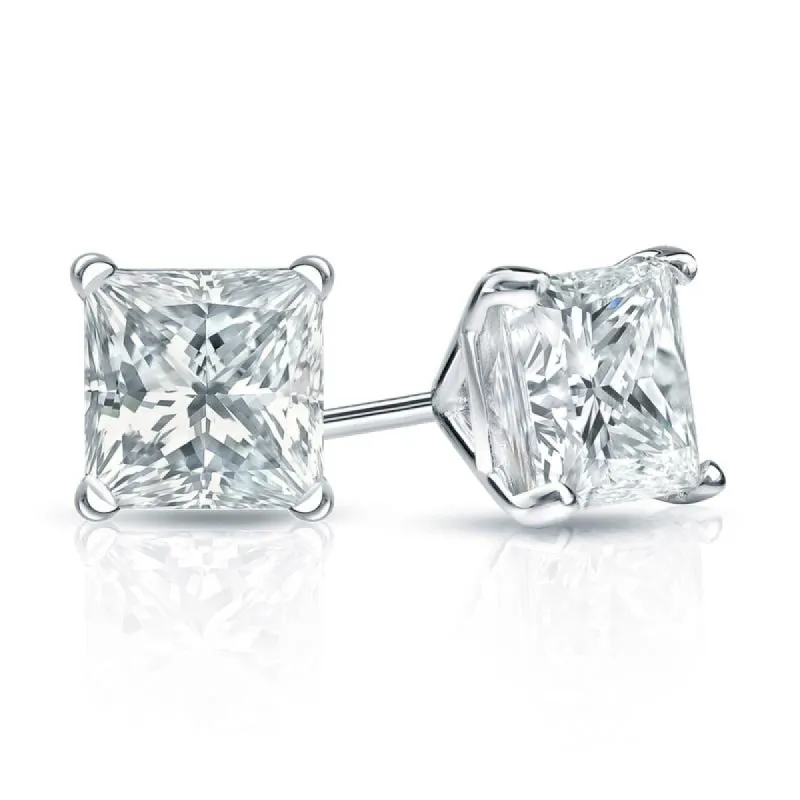Auriya 14-karat Gold Lab Grown 1.25 carat TDW Princess Diamond Stud Earrings 4-Prong Martini Screw-back made by Zulily