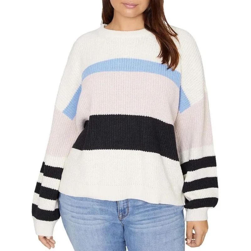 Sanctuary Women's Playful Striped Sweater Moonstone/Light Blue/Light Pearl/Black White Size Large sold by Zulily