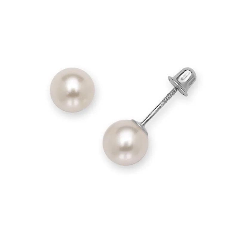 Curata 14k White Gold 3-8mm Freshwater Cultured Pearl Stud Screw Back Earrings sold by Zulily