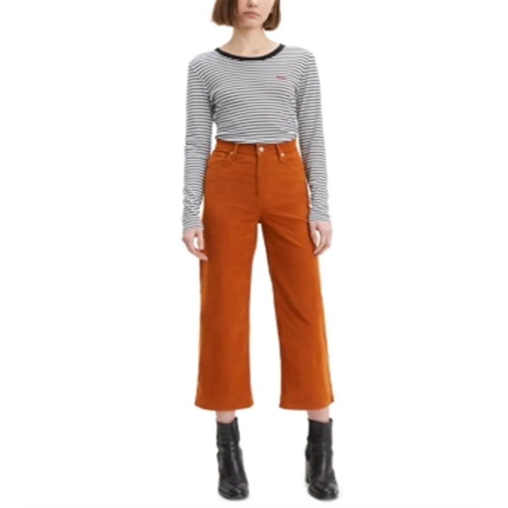 Levi's Women's Cropped Wide Leg Corduroy Pants Brown Size 32X25 sold by Zulily