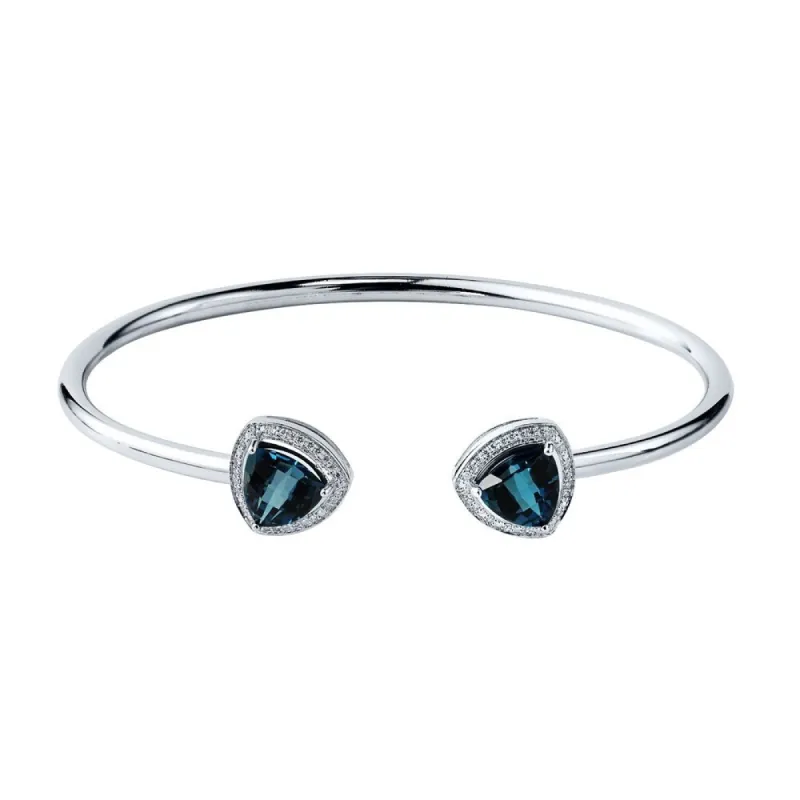 Auriya 3 3/4ct Trillion-Cut London Blue Topaz Gold over Silver Bangle Bracelet with Diamond Accents sold by Zulily