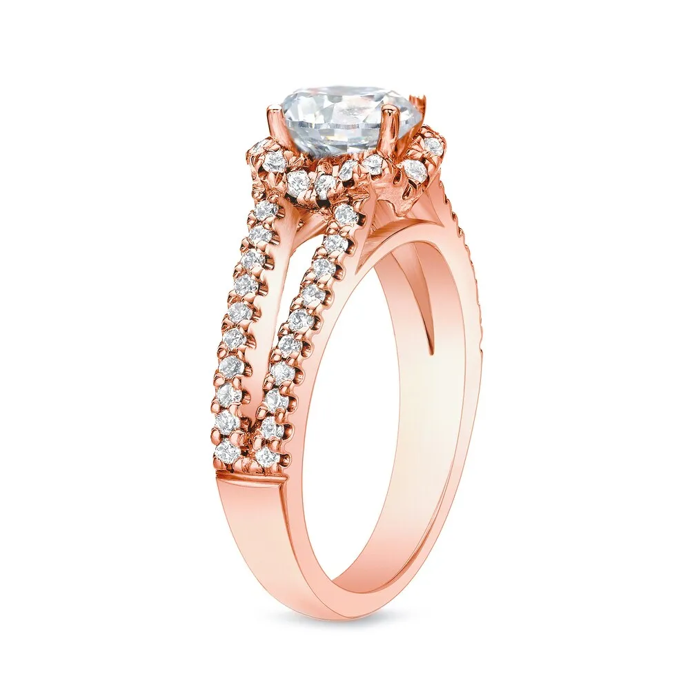 Auriya 14k Rose Gold 1 1/4ctw Modern Halo Diamond Engagement Ring sold by Zulily product image thumbnail 4