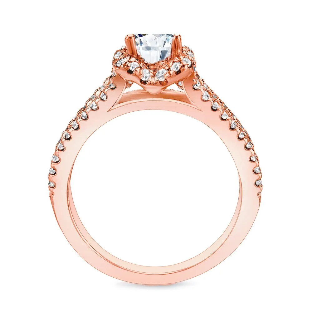 Auriya 14k Rose Gold 1 1/4ctw Modern Halo Diamond Engagement Ring sold by Zulily product image thumbnail 3