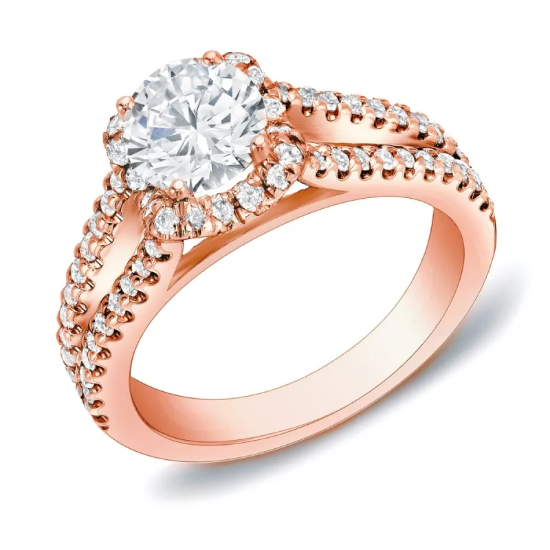 Auriya 14k Rose Gold 1 1/4ctw Modern Halo Diamond Engagement Ring sold by Zulily