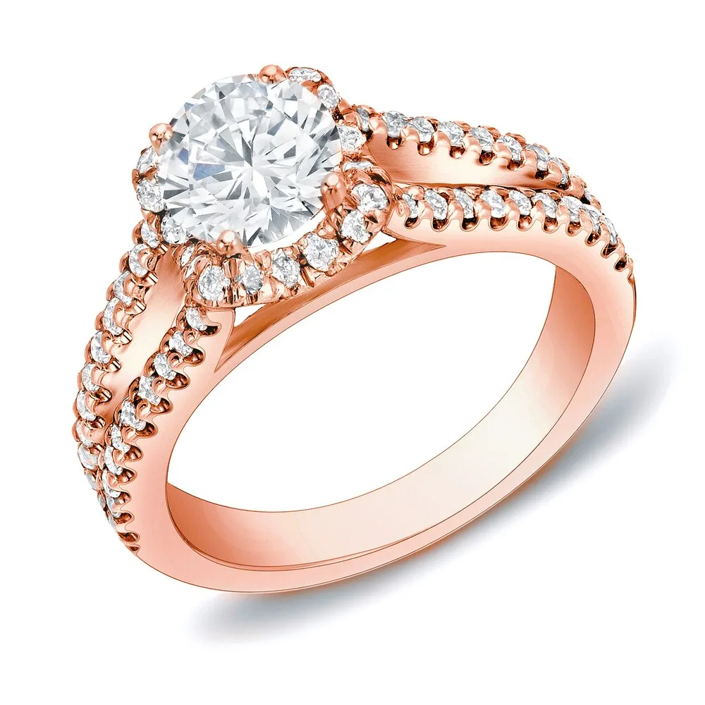 Auriya 14k Rose Gold 1 1/4ctw Modern Halo Diamond Engagement Ring sold by Zulily
