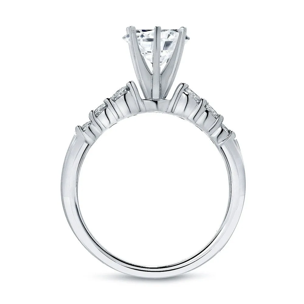 Auriya 14k Gold Classic 3 carat Round Moissanite and 1/3ct Side Stone Diamond Engagement Ring sold by Zulily product image thumbnail 5