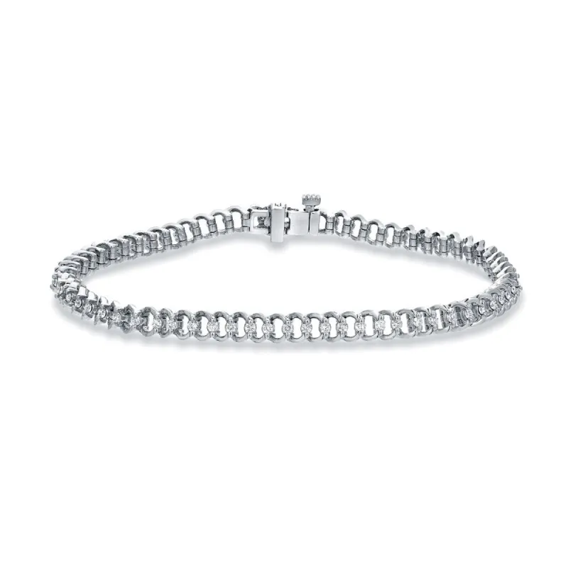 Auriya 14k White Gold 1ct Round Diamond Chain Link Tennis Bracelet sold by Zulily